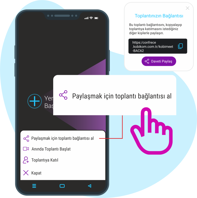 Çalışanlarınızı Toplantıya Davet Edin
  Toplantı Bağlantısını Kolaylıkla Paylaşın
        
